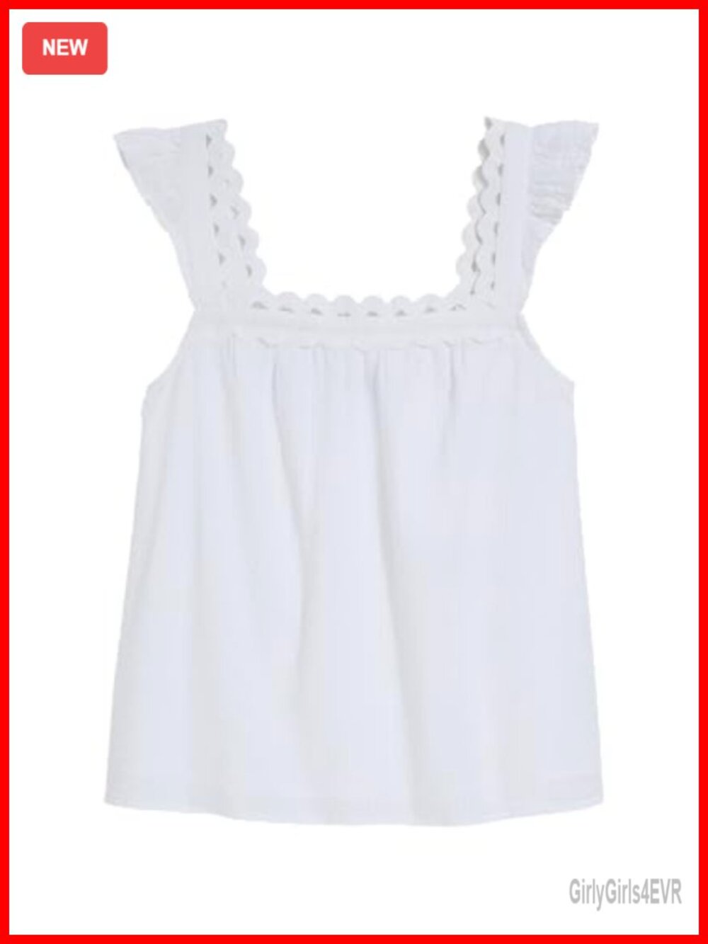 Serena Top Square Neck Ruffle Sleeve A-Line Tank